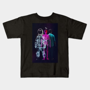 Temporal Synergy: Skeleton, Man, and Spacefarer Kids T-Shirt